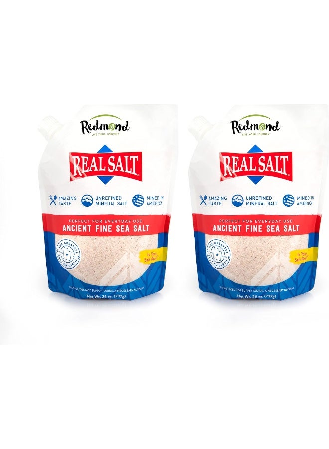 REDMOND Ancient Fine Sea Salt, Unrefined Mineral, 26oz Pouch (Pack of 2) - Image 1